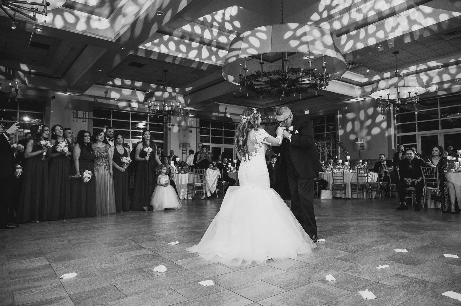 bride dancing with her father during parent dances at stone house