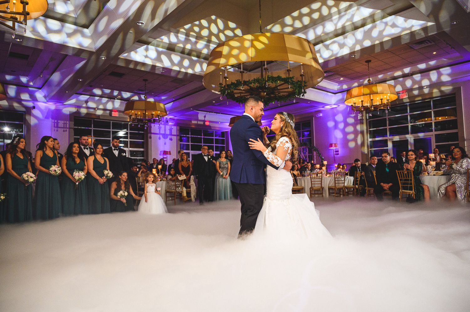 bride and groom first dance at stone house at stirling rdige