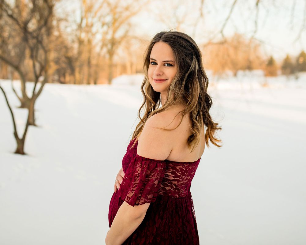 Snowy Winter Maternity Photo Session in Omaha, NE - BrightSide Photography