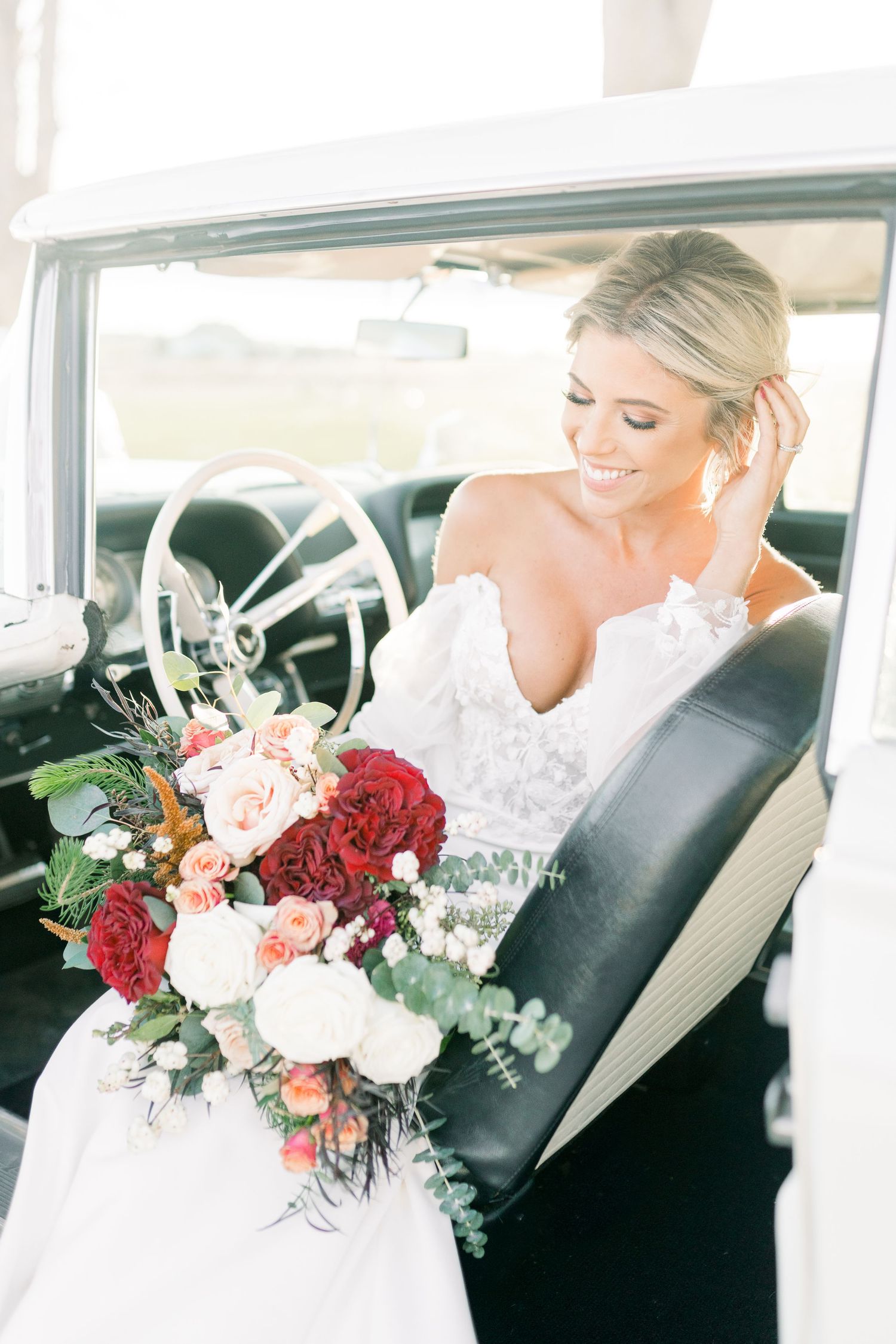 Light and airy 1868 Farmhouse Wedding in Boone, Iowa with Modern Dress bridal gown