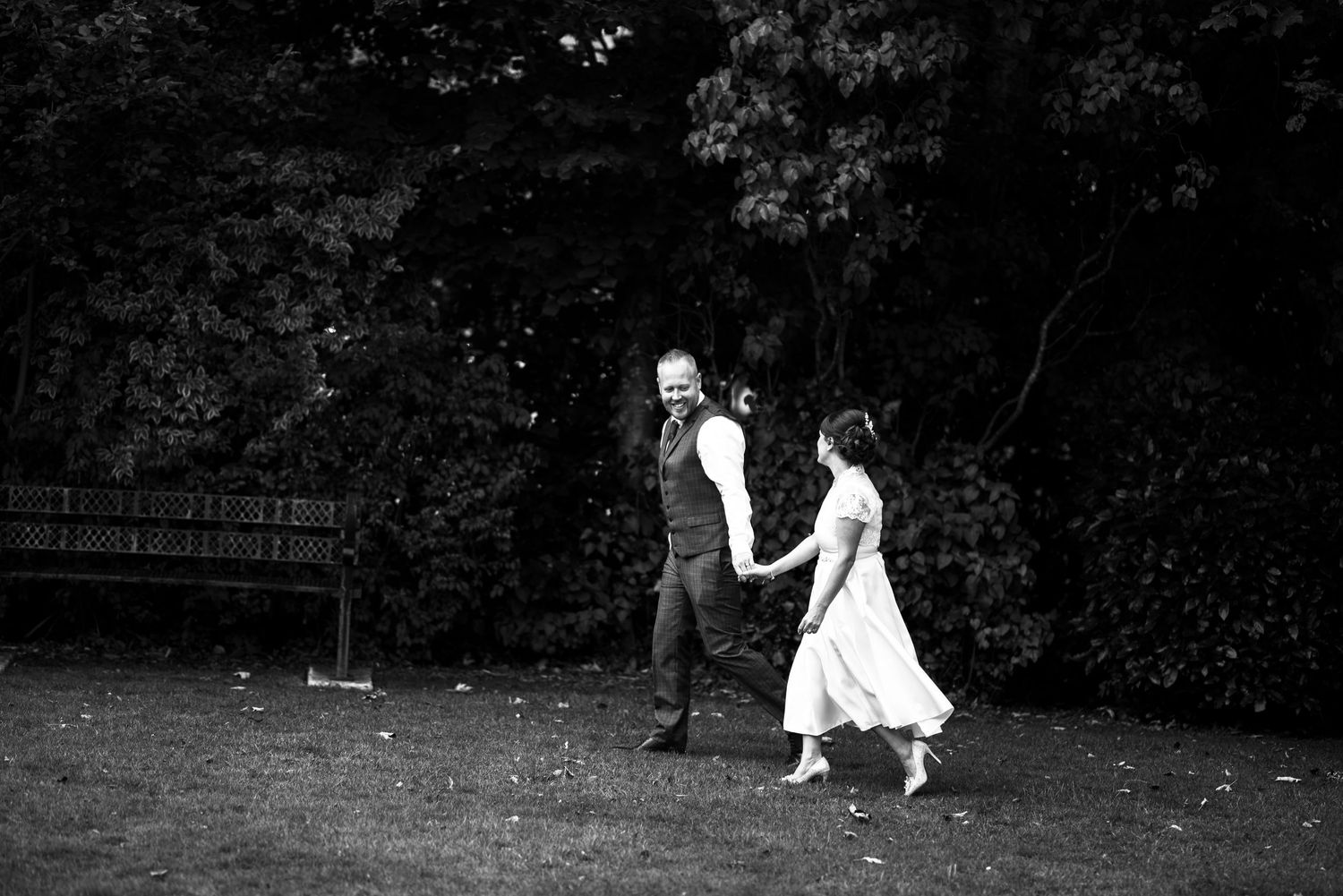 Black and white wedding couple France