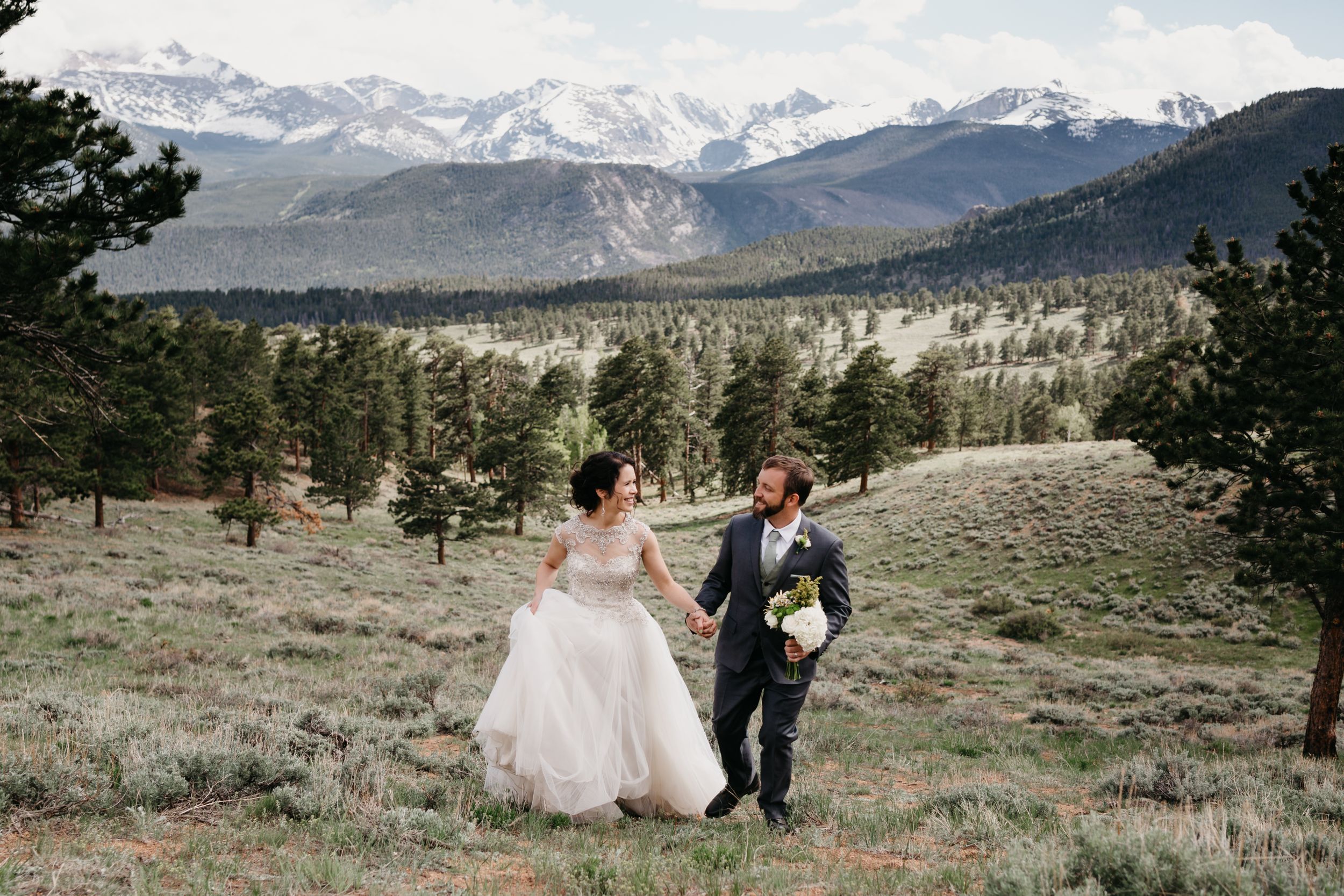couple portraits, forest, rmnp, ymca, ceremony, photography, colorado, estes park, forest wedding, classy, timeless