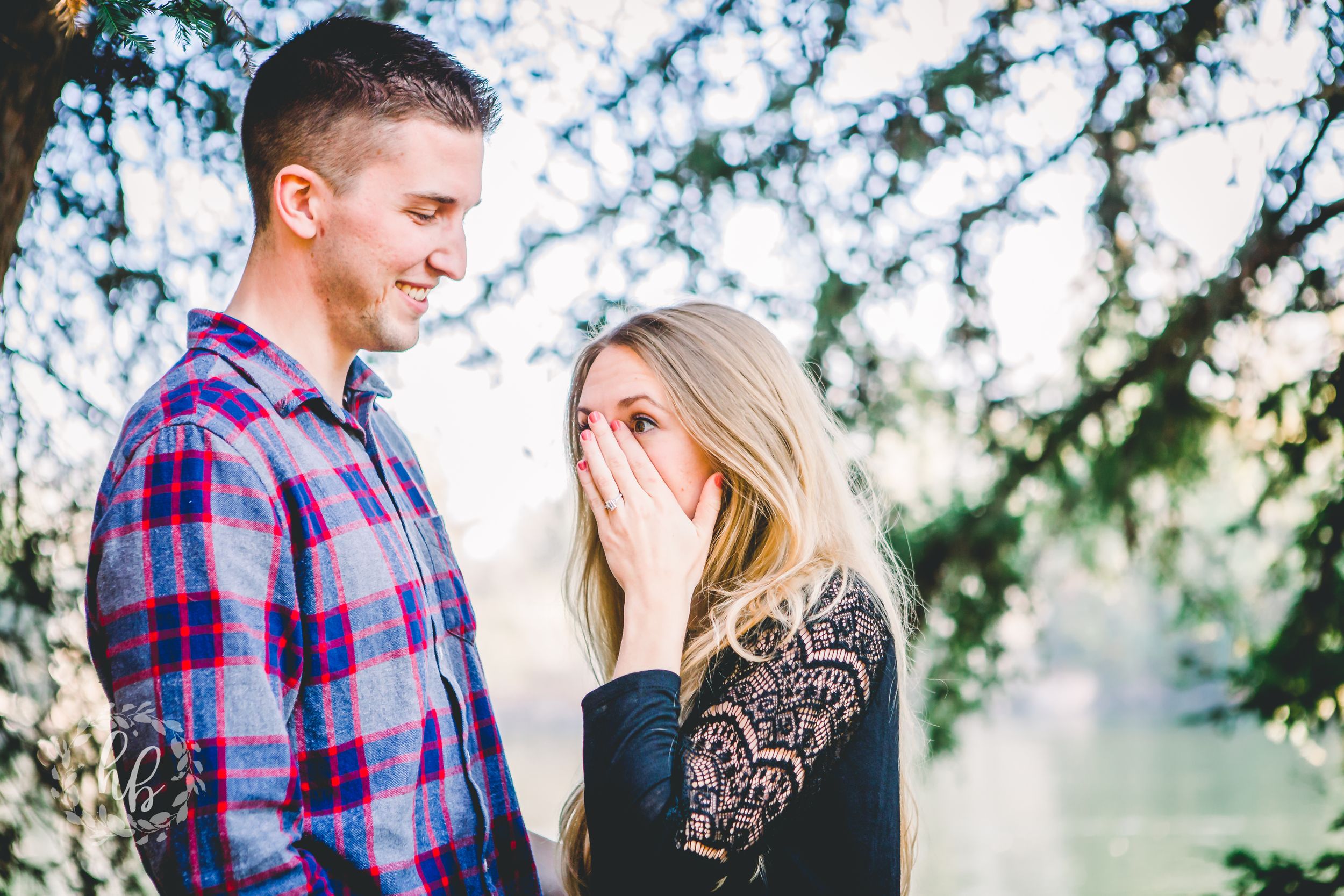 lakeside proposal engagement photos