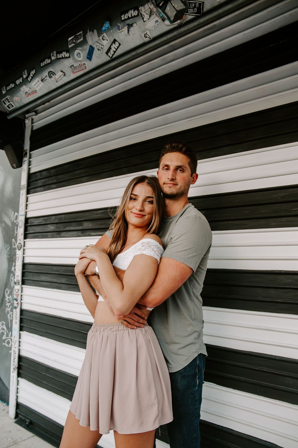couple embracing in downtown Miami