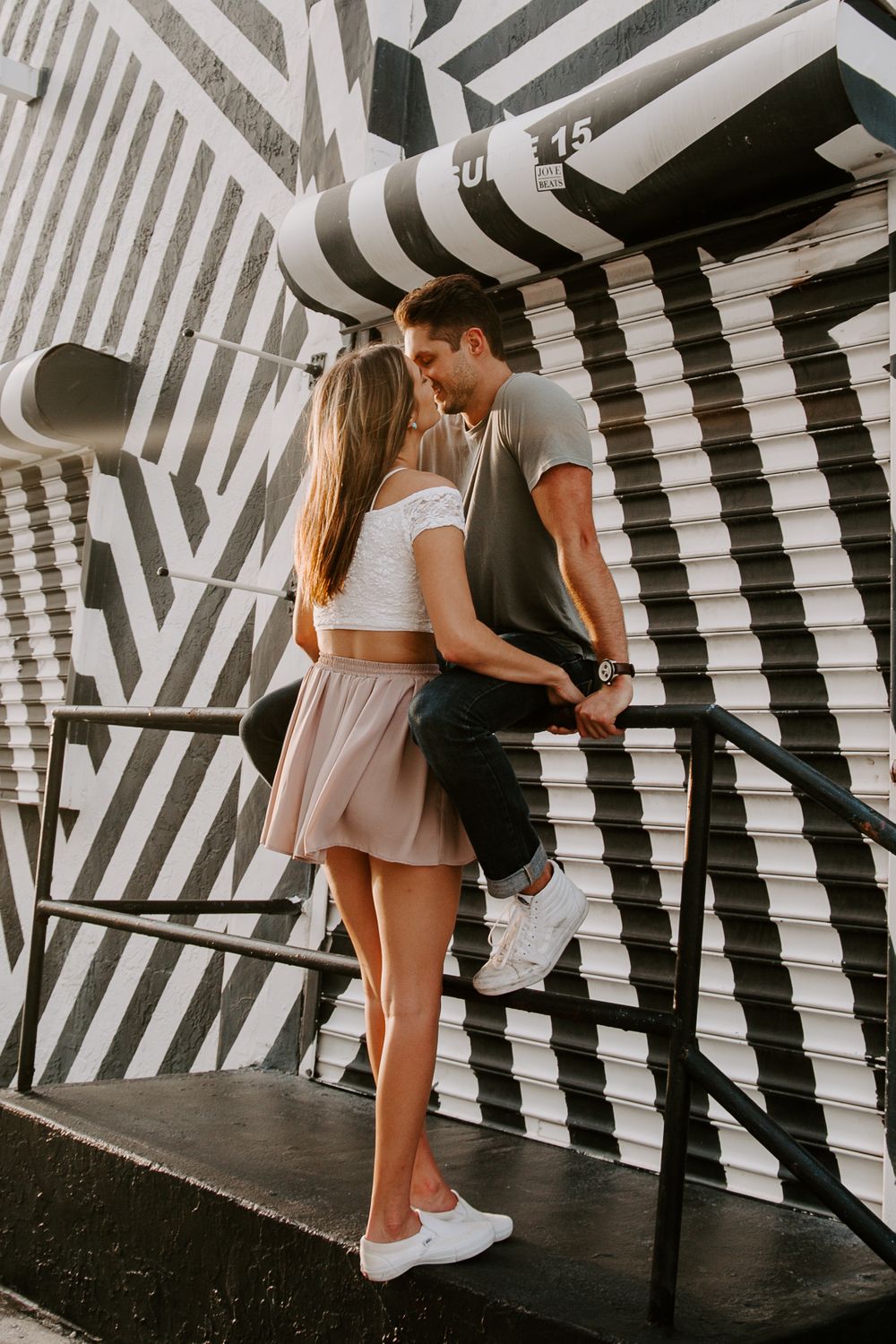 couple kissing during their central Florida engagement