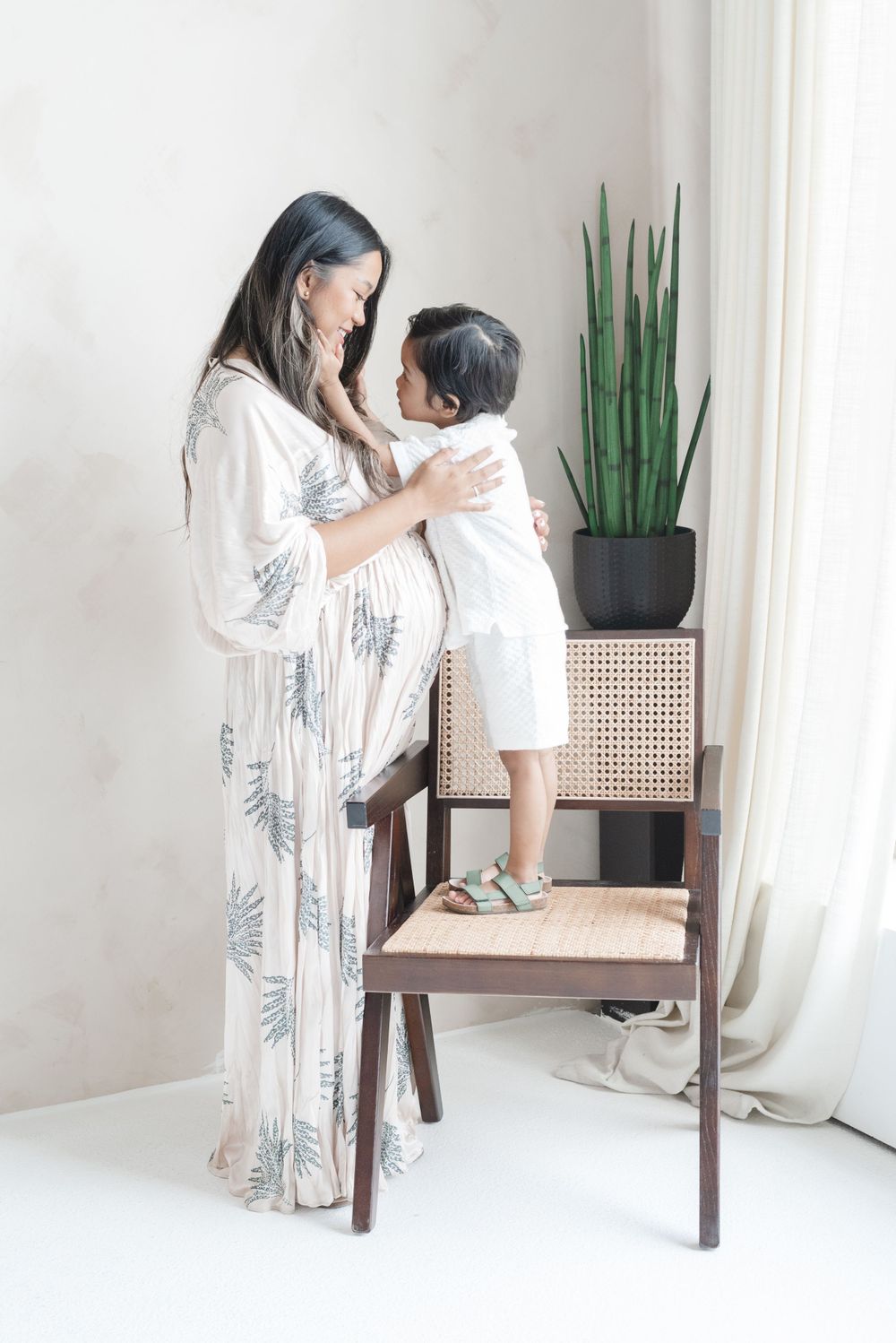 Mom and son at a family maternity photoshoot at Mint Room Studios by Toronto photographer Jess GC Photography
