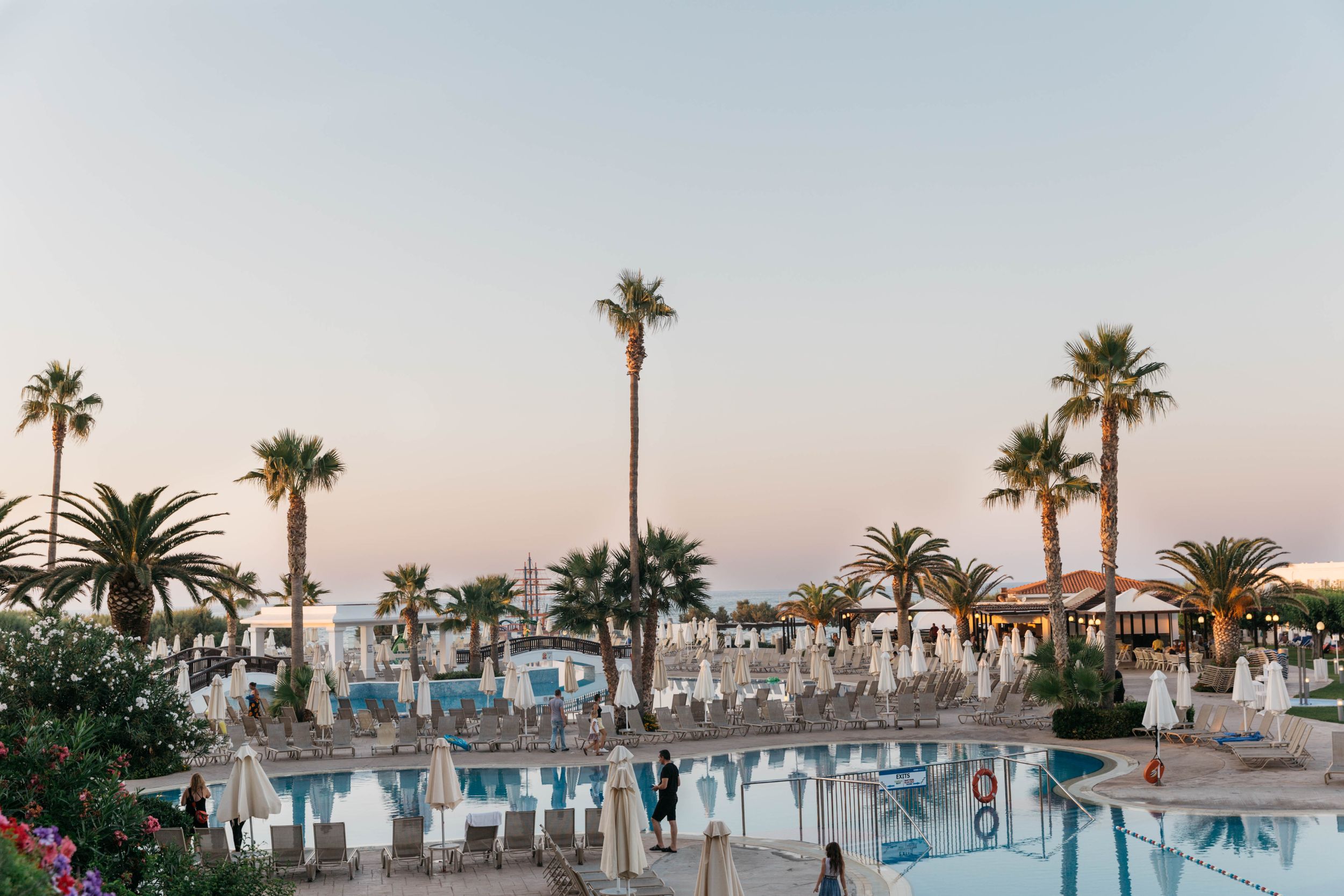 view of hotel resort aqua park Crete Greece