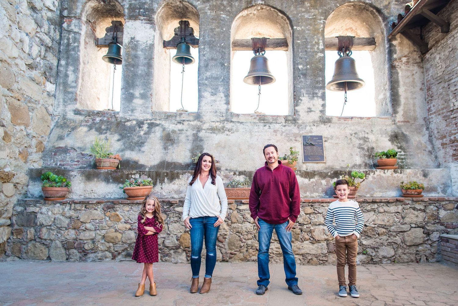 Photo of a family at the Mission San Juan Capistrano in San Juan Capistrano, CA