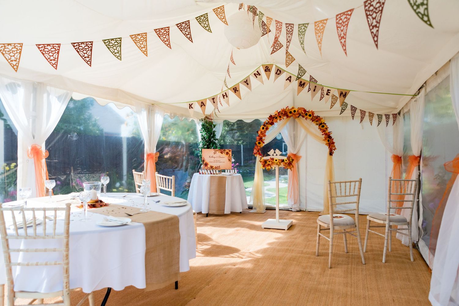 small marquee wedding ceremony decor