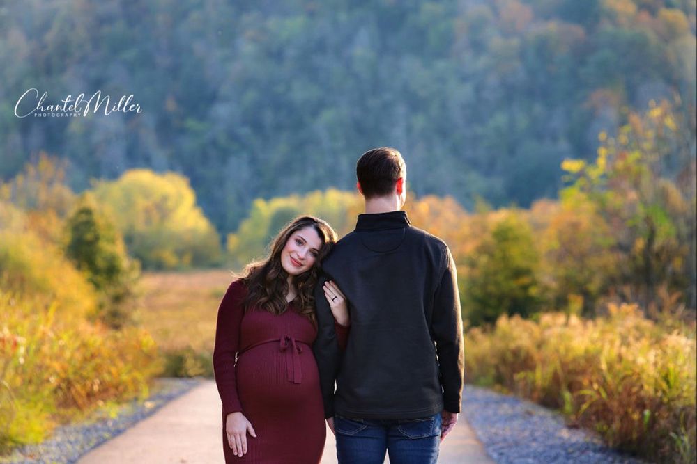 maternity couple in fall