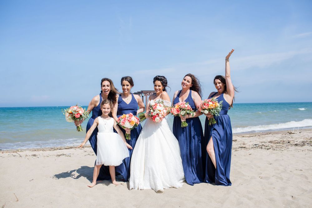 beach wedding party michigan wedding photographer