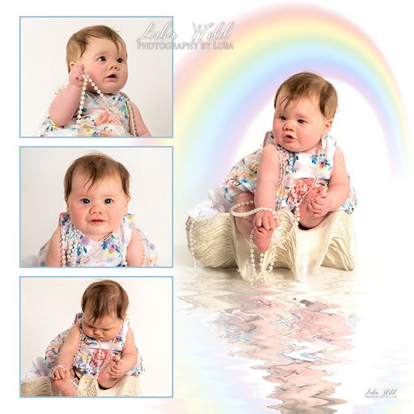 rainbow baby girl portrait art with reflection by Post Falls family photographer luba wold