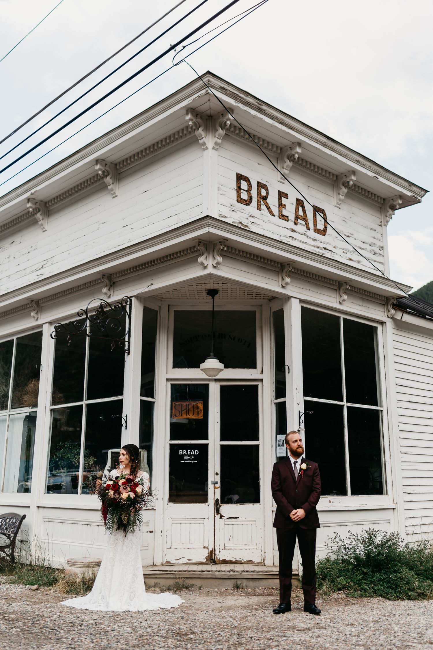 Boho Bread Bar Wedding Bride and Groom Silver Plume Colorado