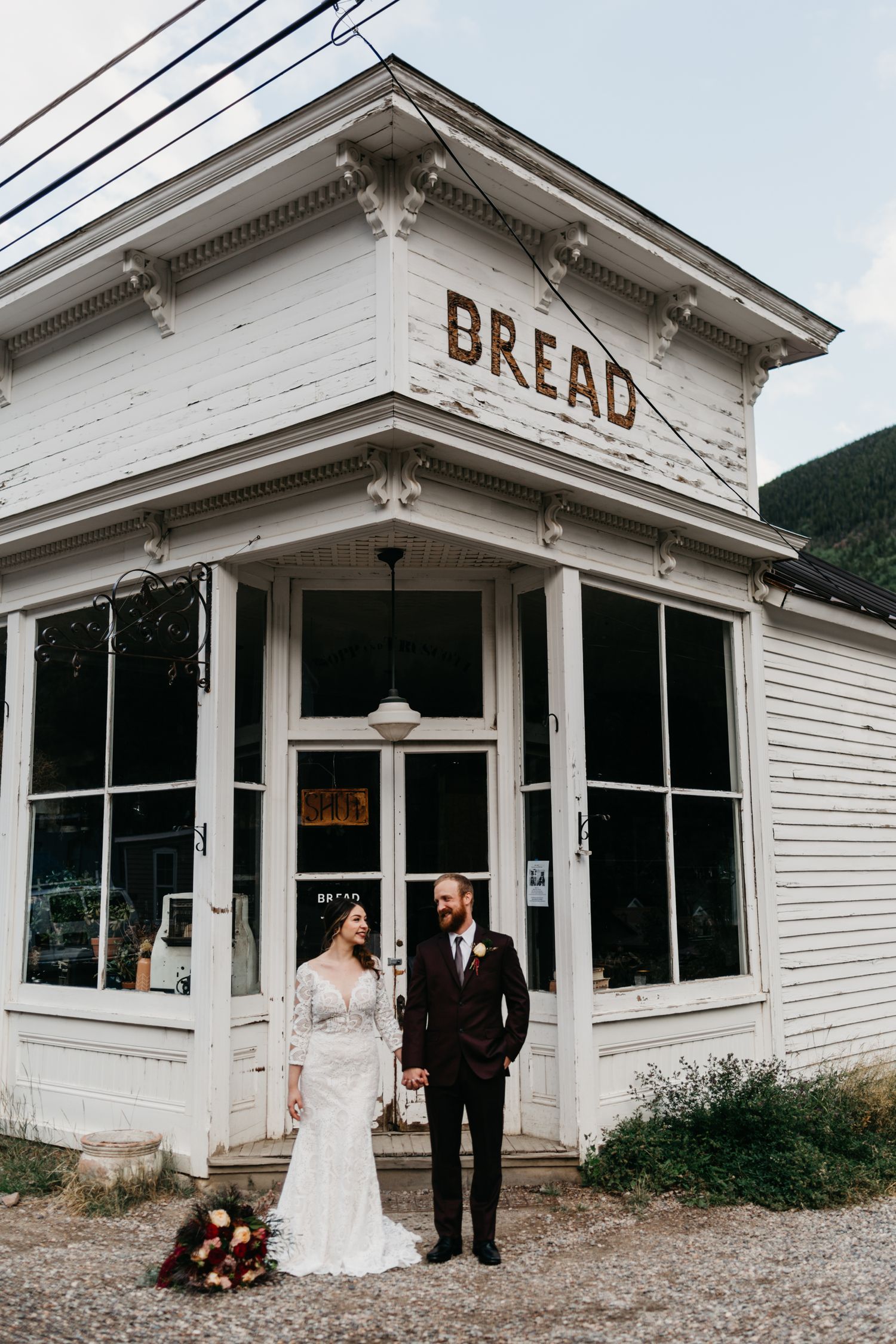 Boho Bread Bar Wedding Bride and Groom Silver Plume Colorado