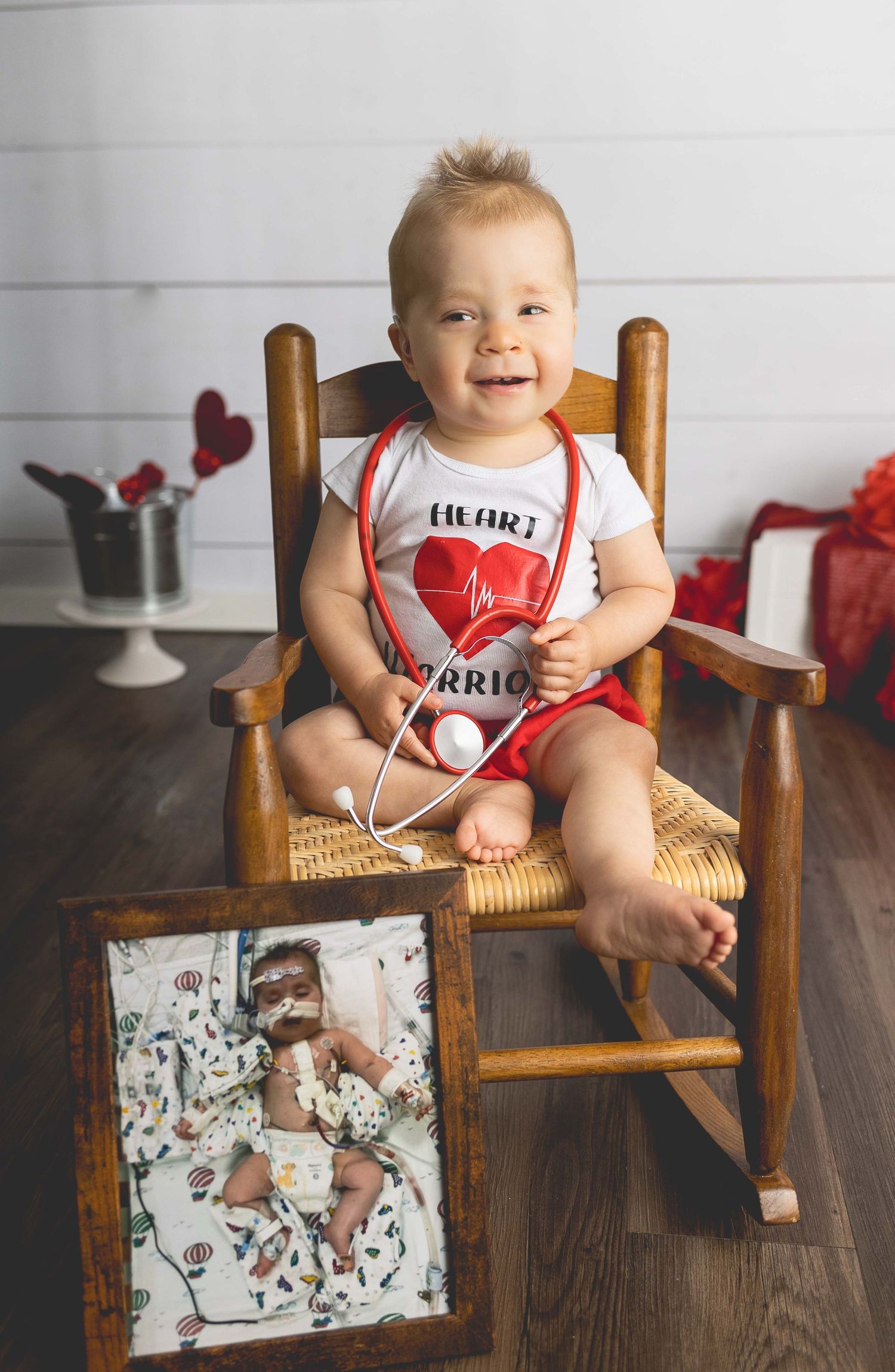 cute heart warrior in a chair