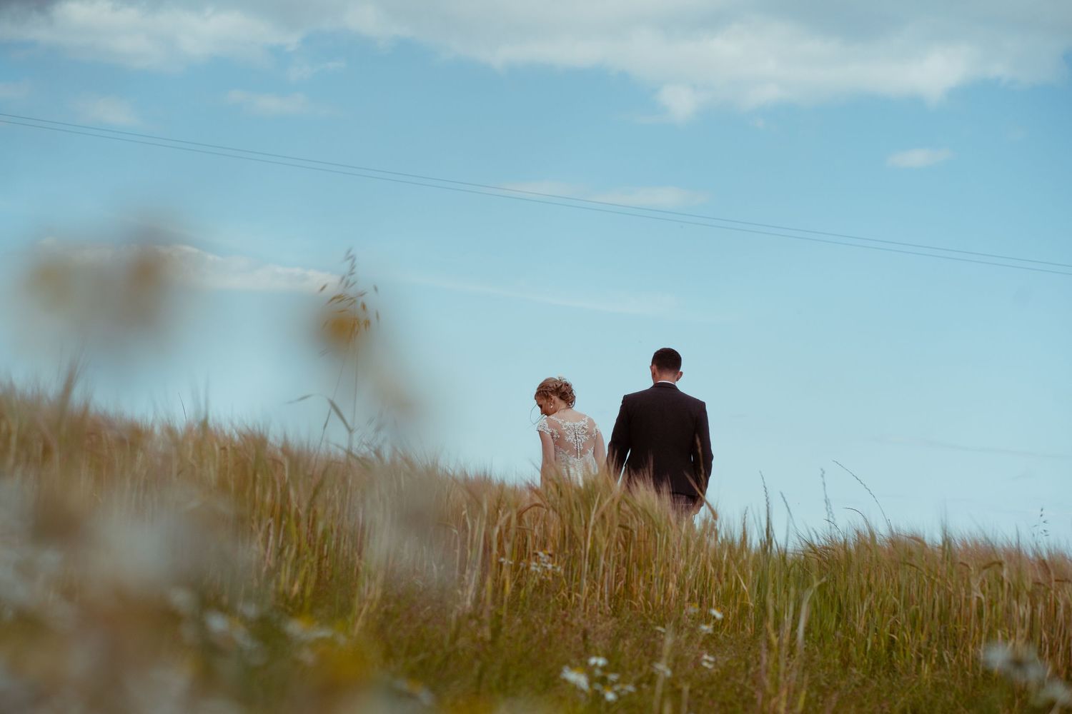 Bridal Portraits in a Barley Field at a Farmyard Microwedding