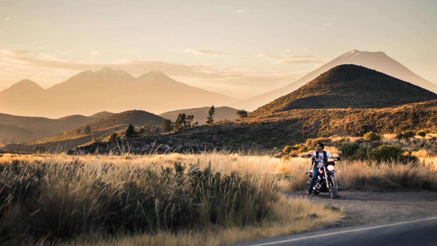 Motorcyclist and a beautiful view.