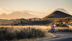 Motorcyclist and a beautiful view.