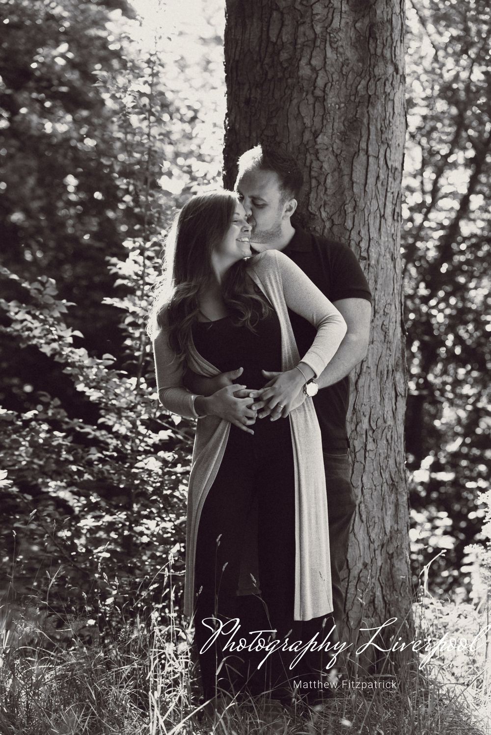 Black & White Naturally posed engagement photography at Sefton Park by Photography Liverpool Wedding Photographer
