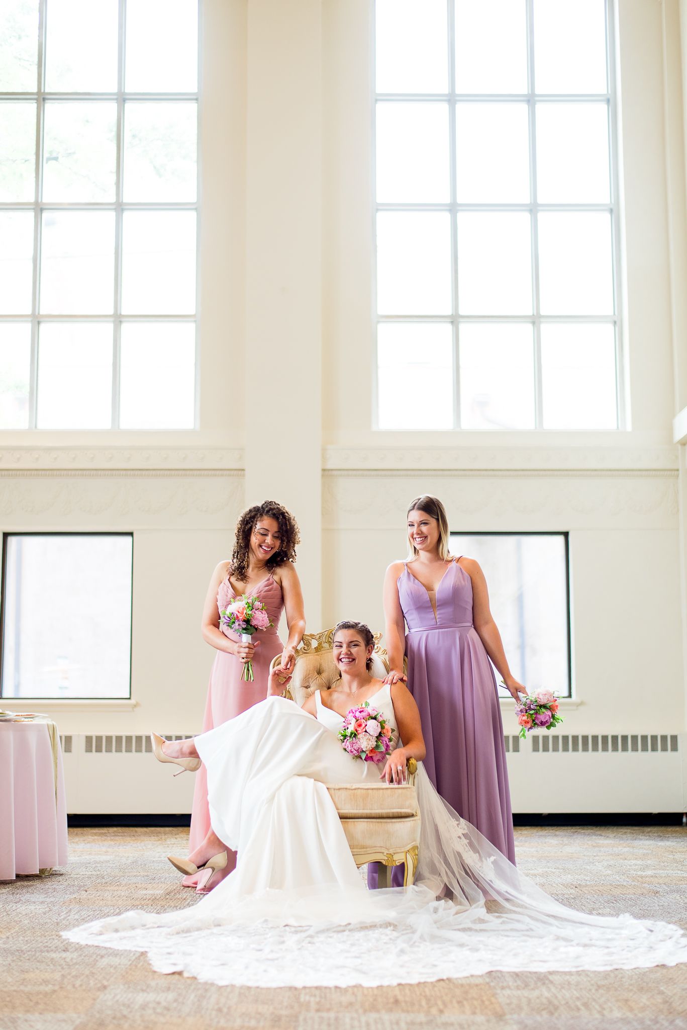 bride and bridesmaids, pastels, wedding, colorful, Benison, Cincinnati OH