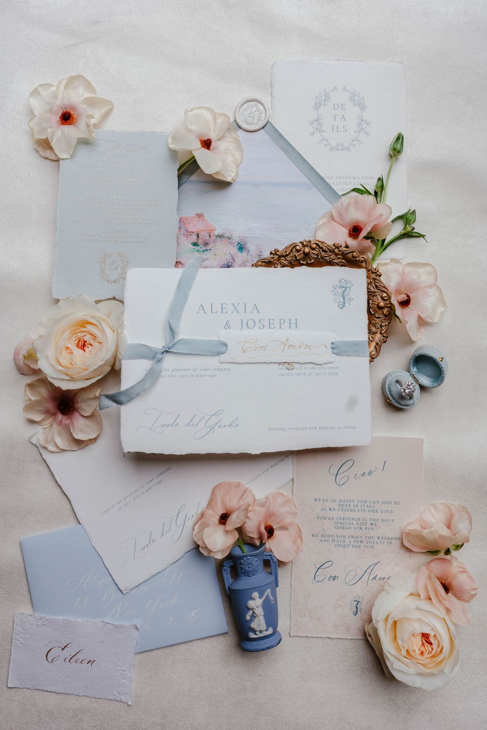 Zara Davis Wedding Photography Destination Italy Lake Como Tuscany Sicily Amalfi Flatlay styling