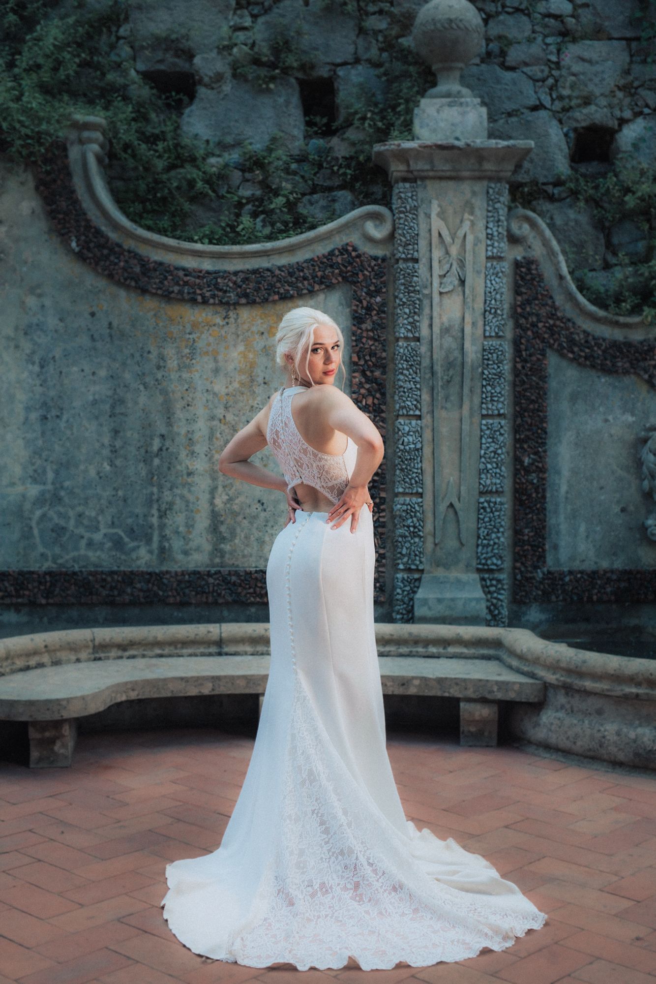 Elegant bridal portrait at casa dos penedos, an exclusive wedding venue by penha longa catering. captured by a Portugal wedding photographer