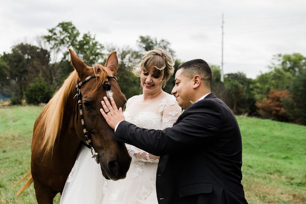 Bride and groom with horse closeup by Hudson Valley photographer