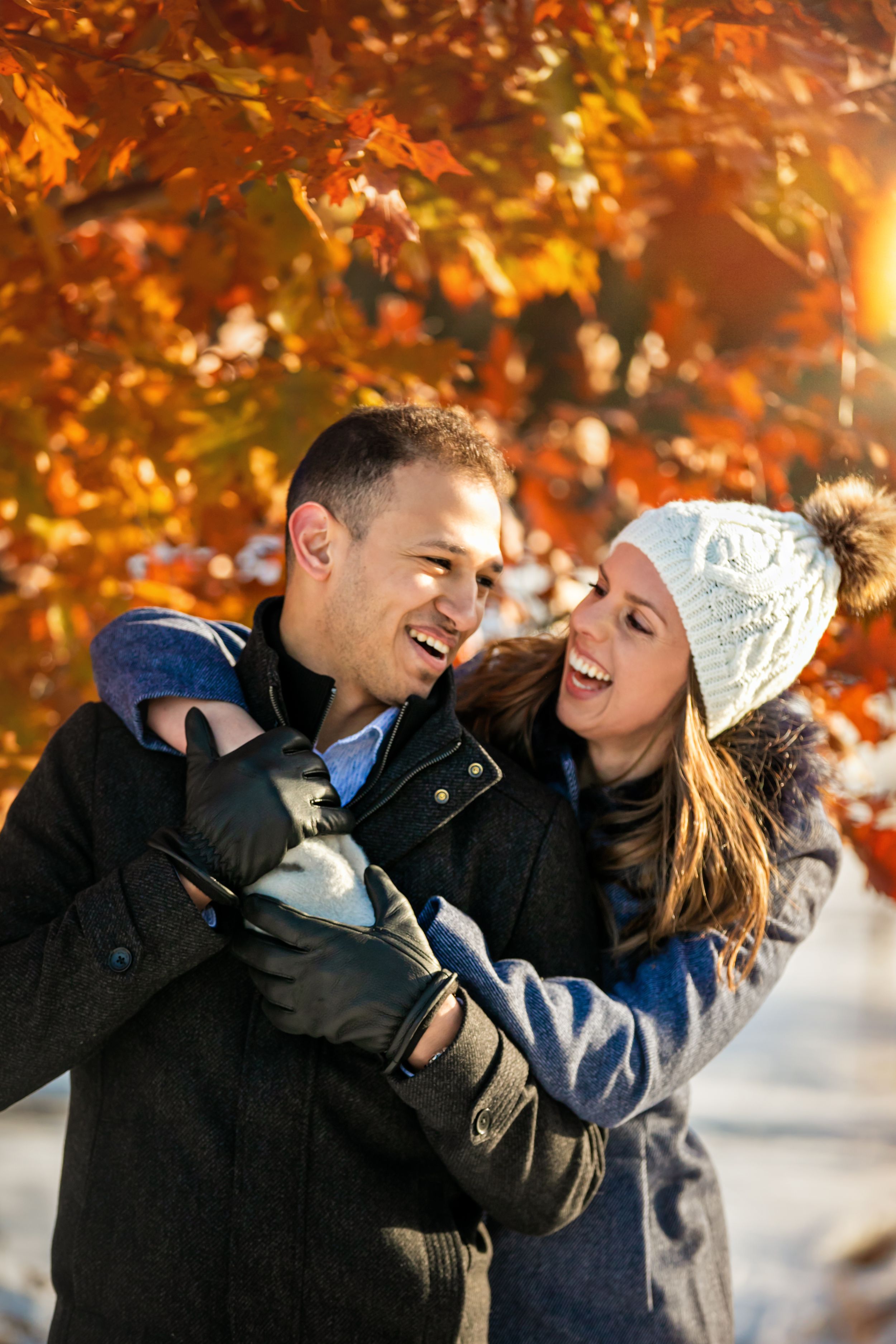 Winter Engagement Photos at Fanshawe Conservation Area London