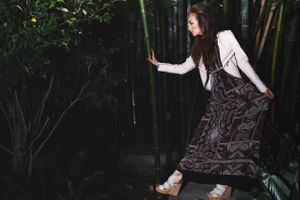 Model Crystal Van Commenee National A-List Magazine Editorial Los Angeles California Rockabilly Jungle Long Dress