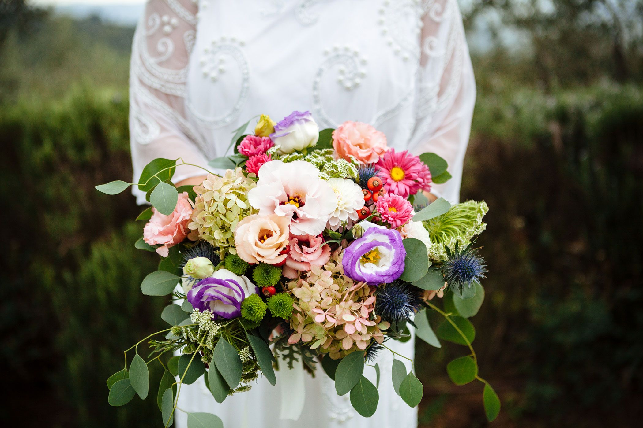 beautiful wedding flowers at a Tuscany destination wedding