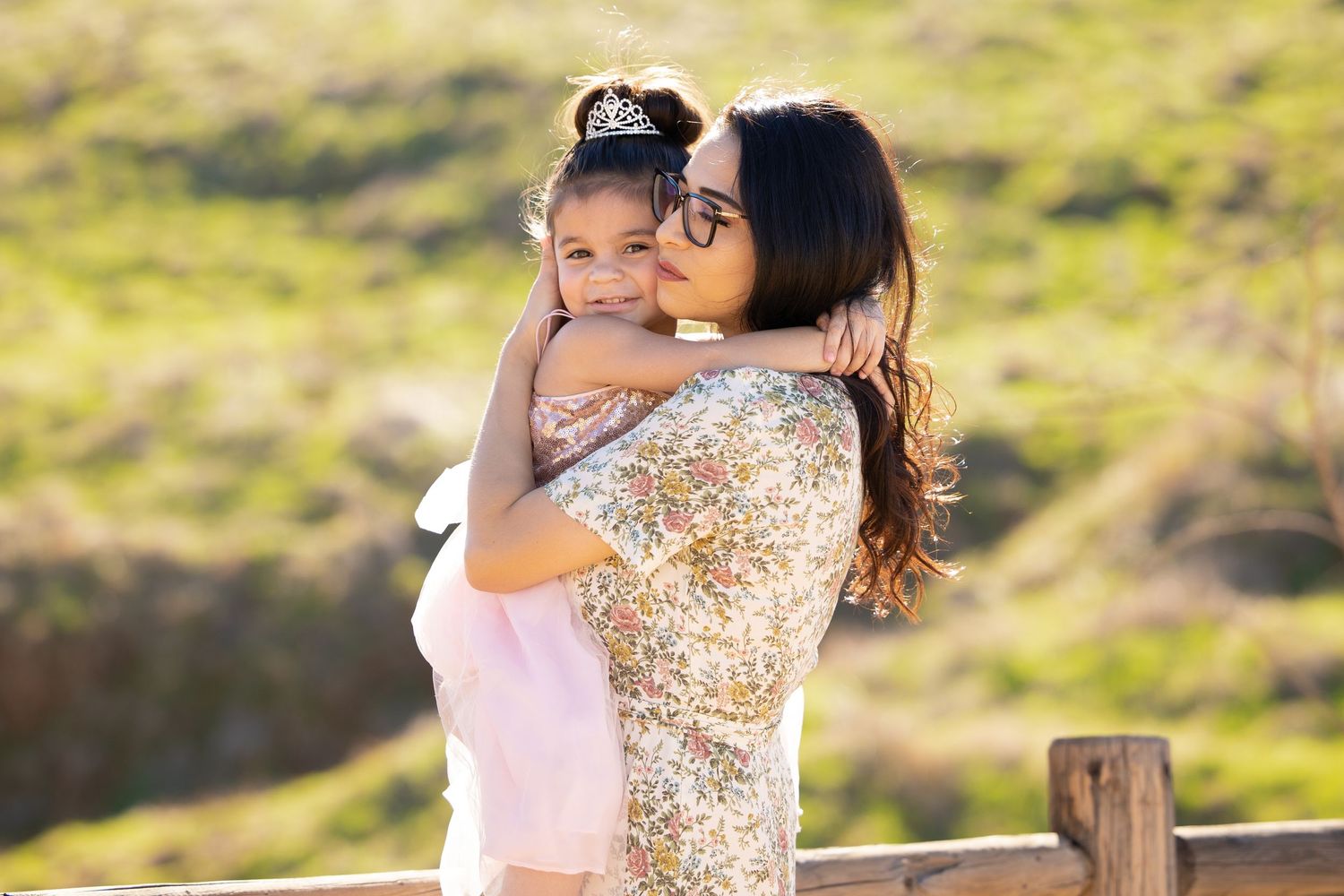 mother and daughter embracing in a warm hug