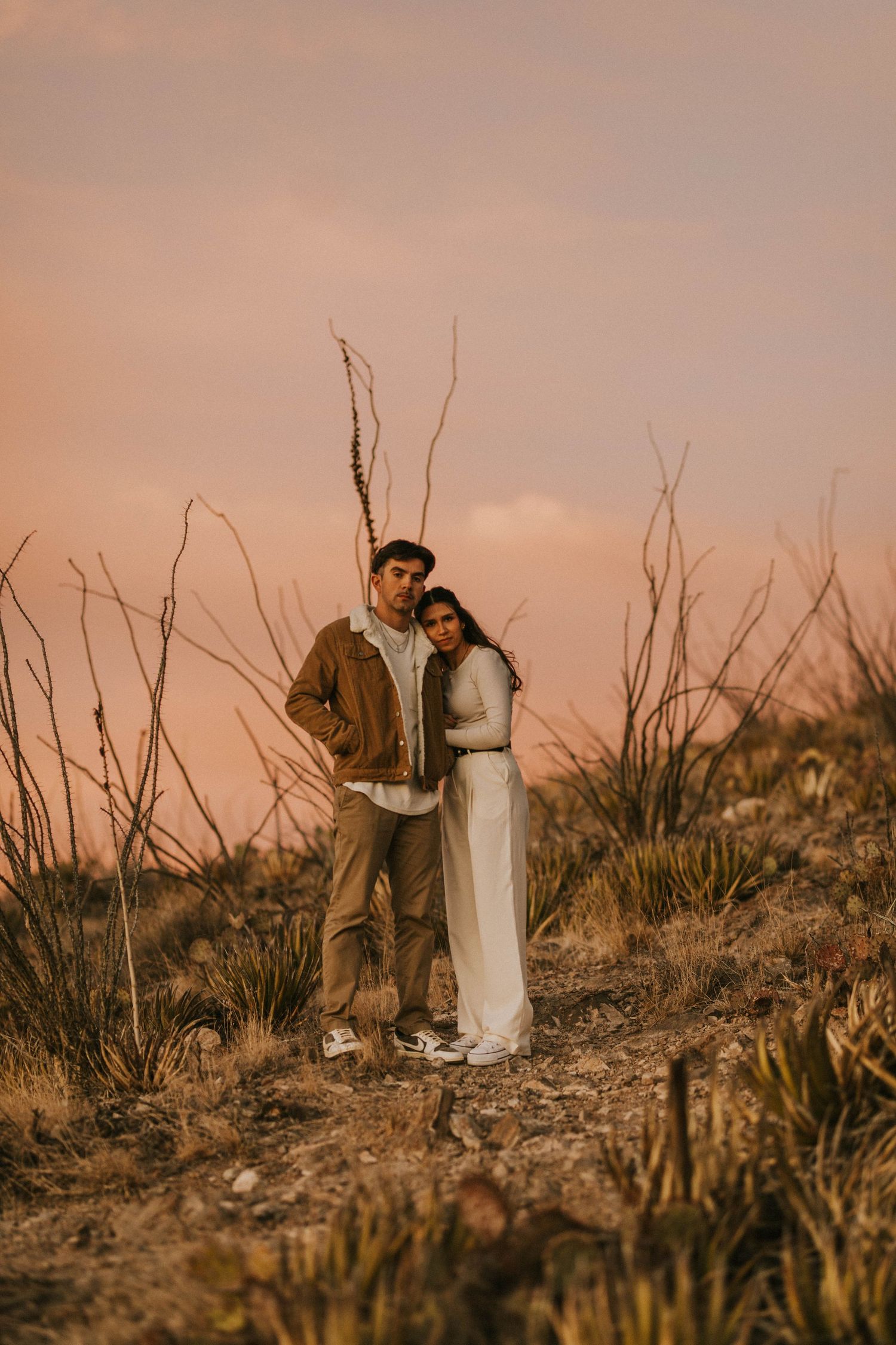 sunset desert couples session in el paso texas