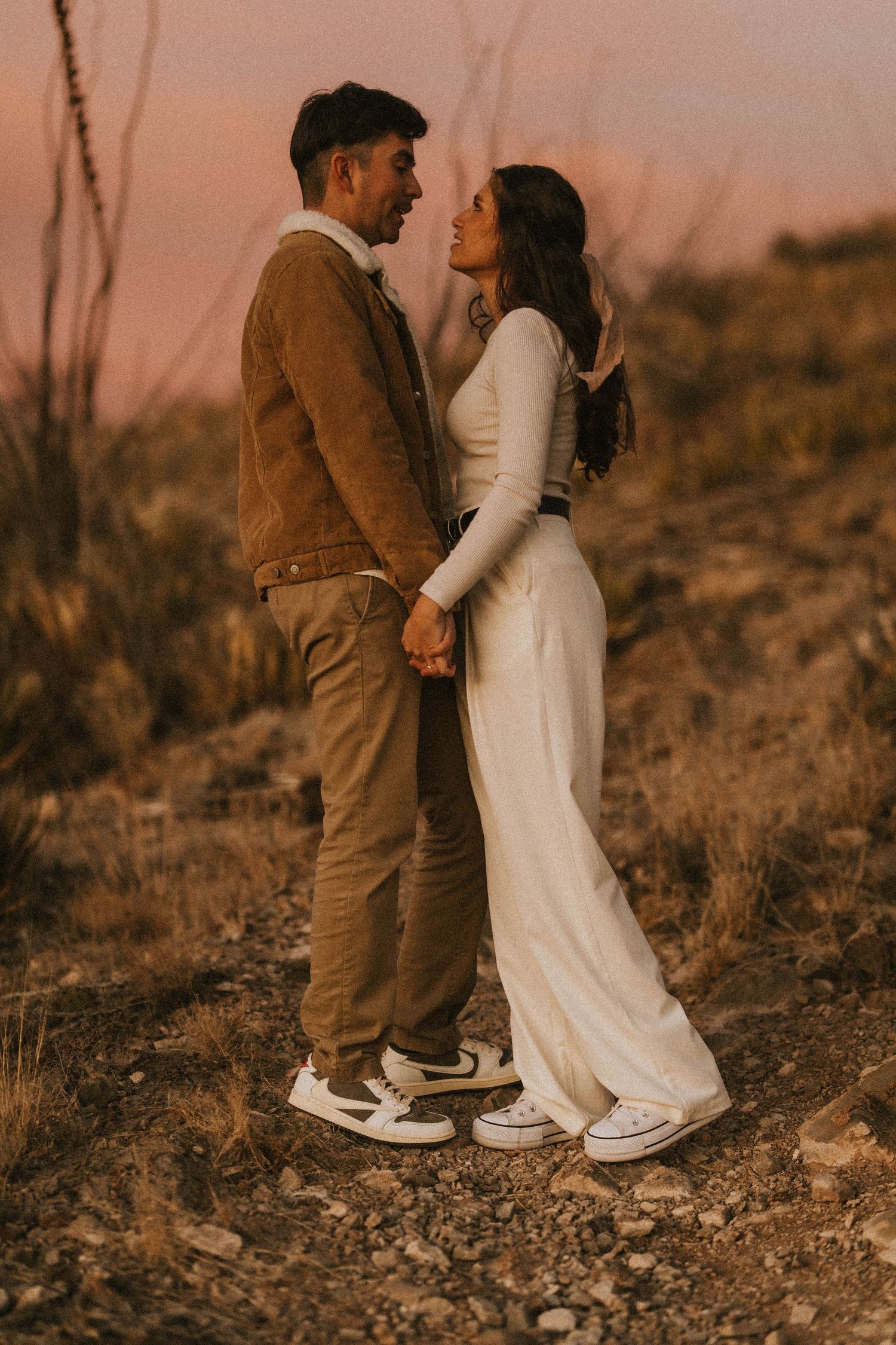 sunset desert couples session in el paso texas