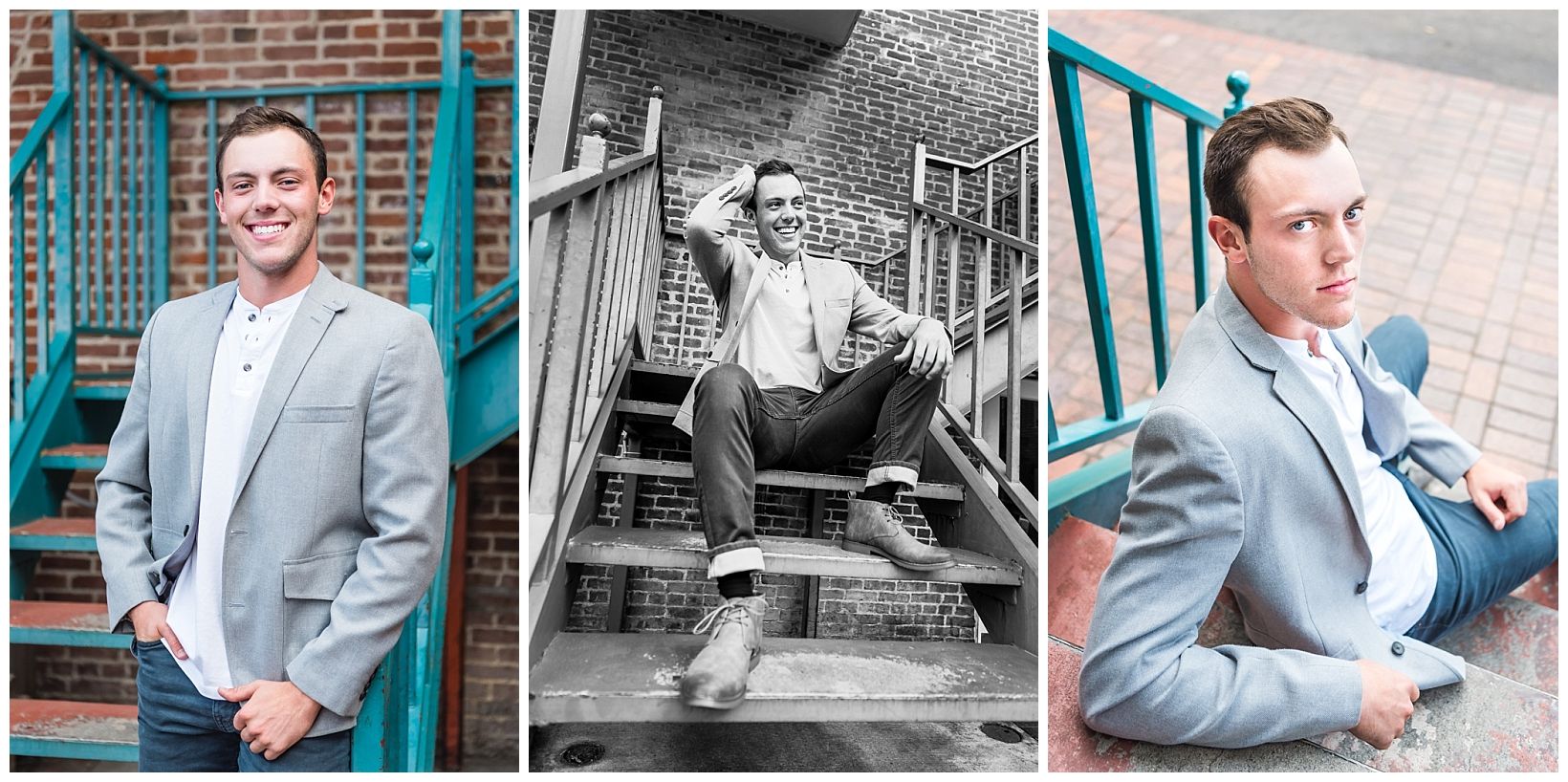 High School Senior Boy on stairs in Orange, CA