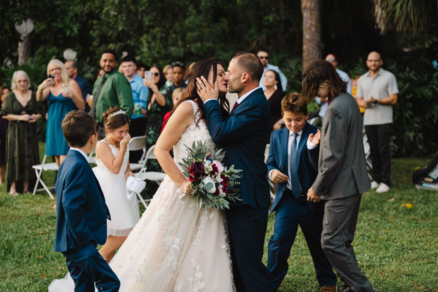 kiss wedding bride groom family kids photography photographer florida jacksonville orlando tampa destination