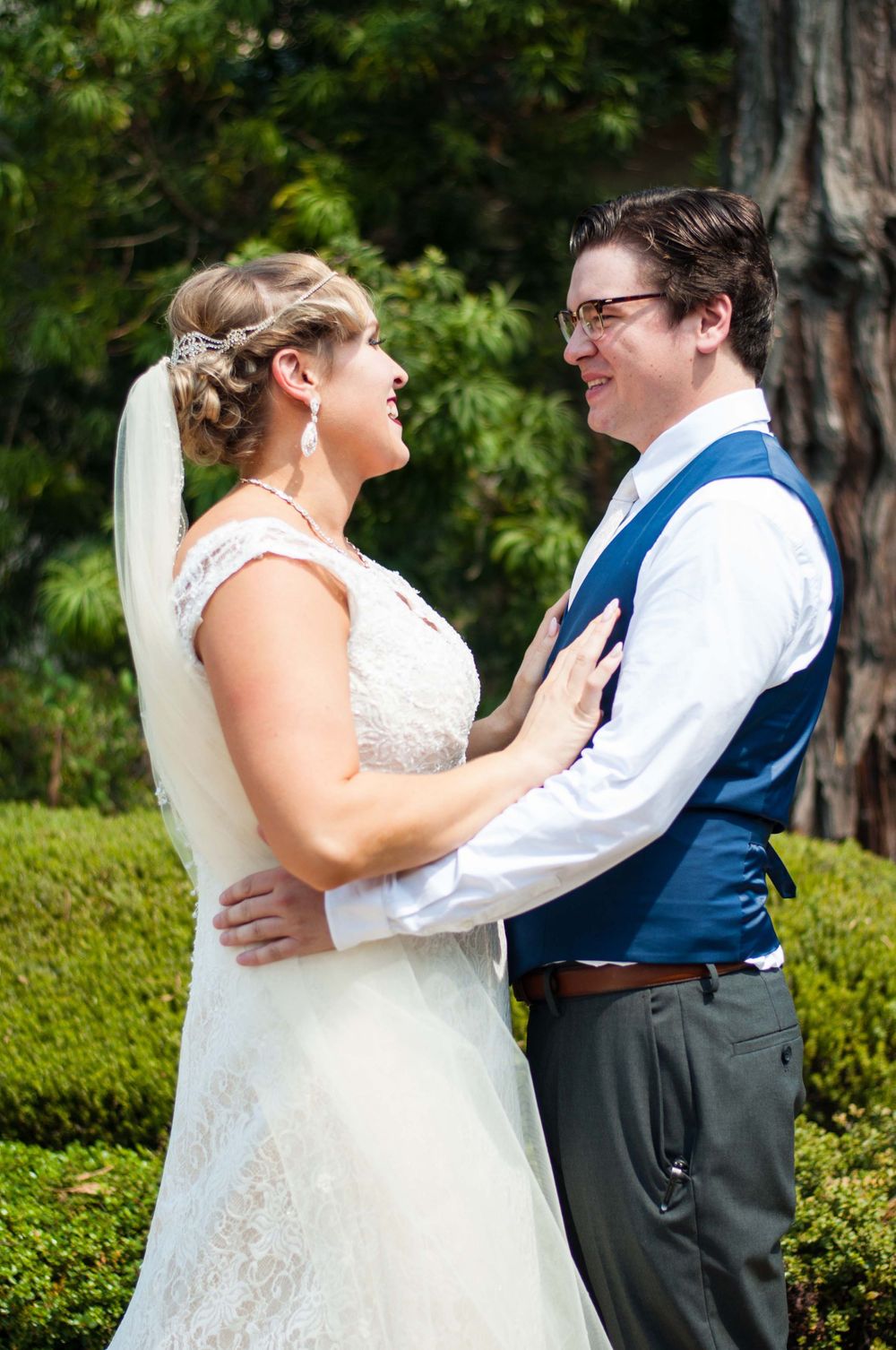 Bride and groom at Monday Club in San Luis Obispo