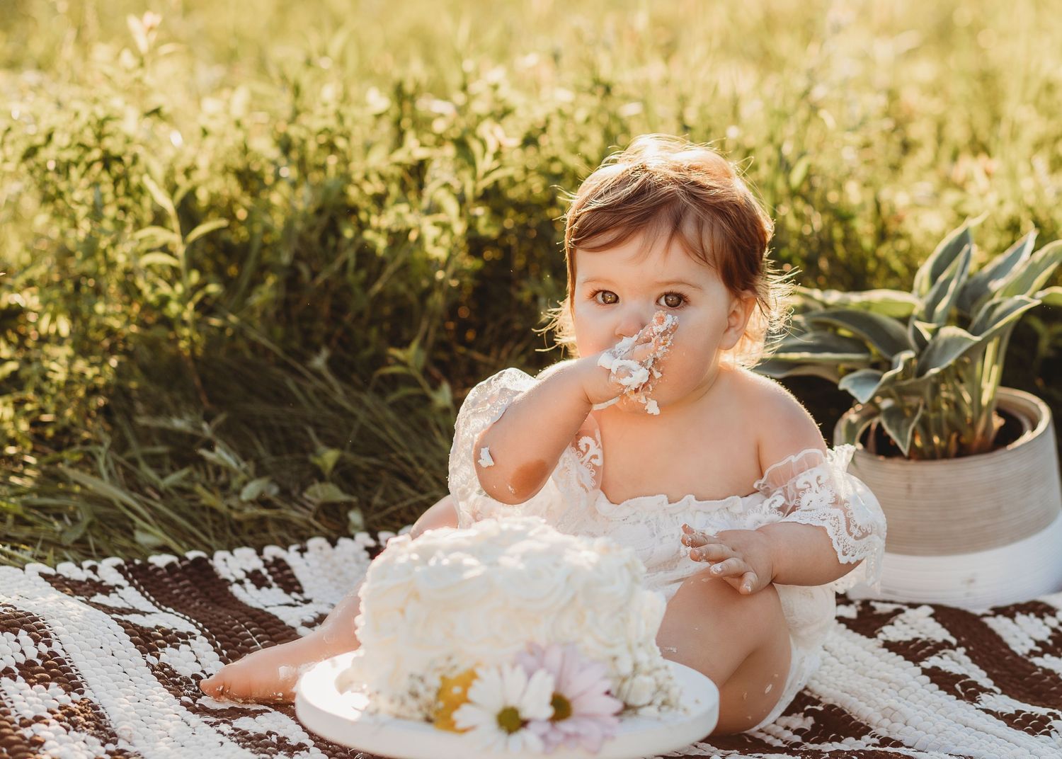 Professional milestone toddler cake smash photo