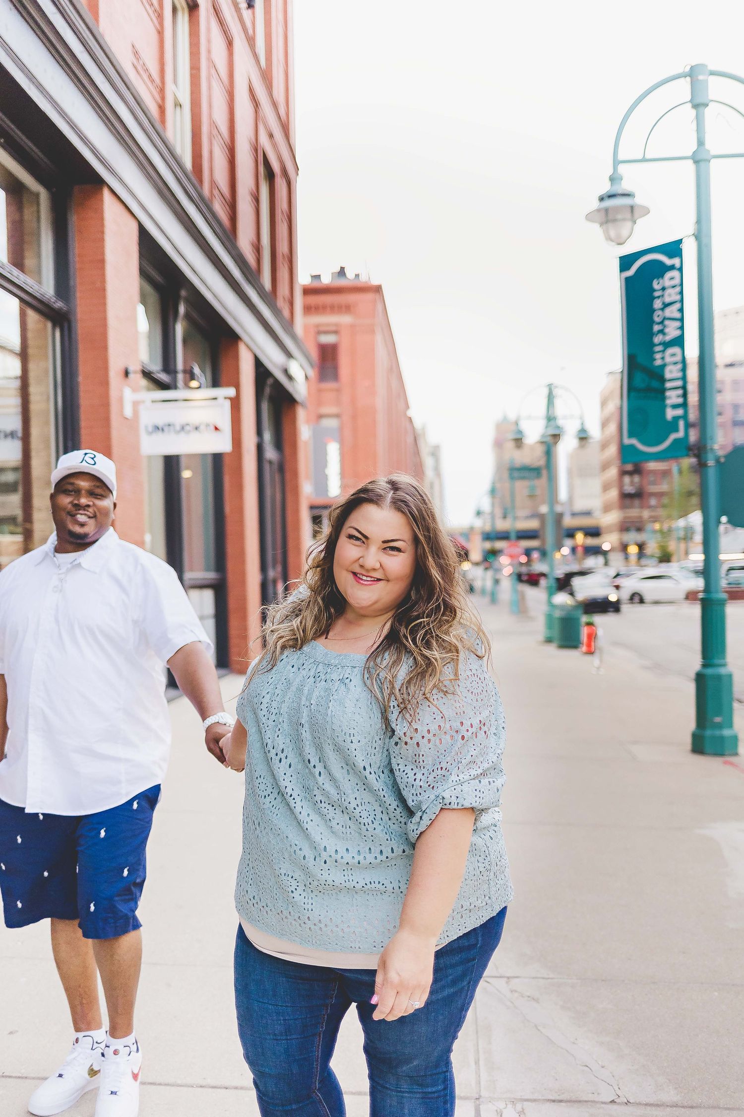 Engagement pictures Milwaukee, WI Historic third ward