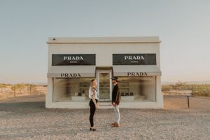 Couple at Prada Marfa | The Roaming Coyote | West Texas Photographer