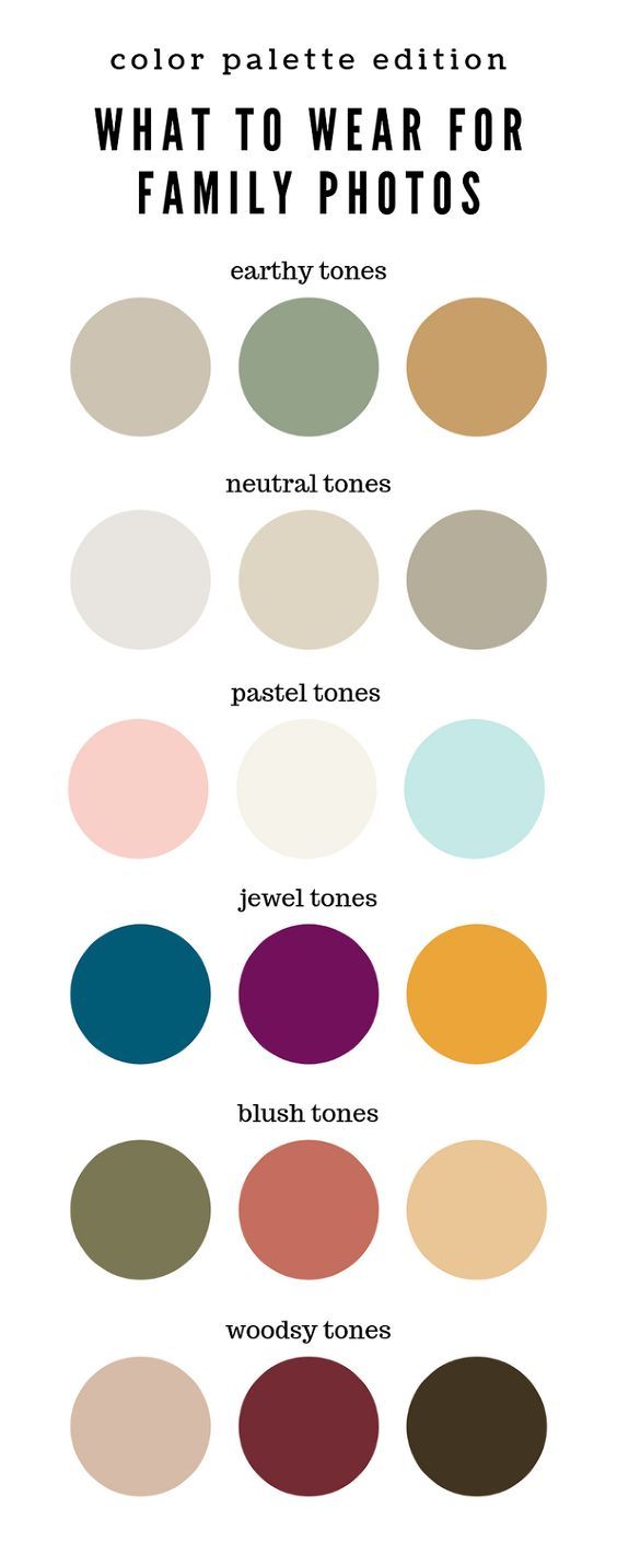 A color palette infographic helping families decide what to wear for family photos.