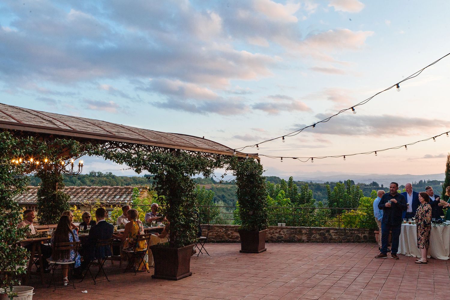 sunset at a wedding in Tuscany