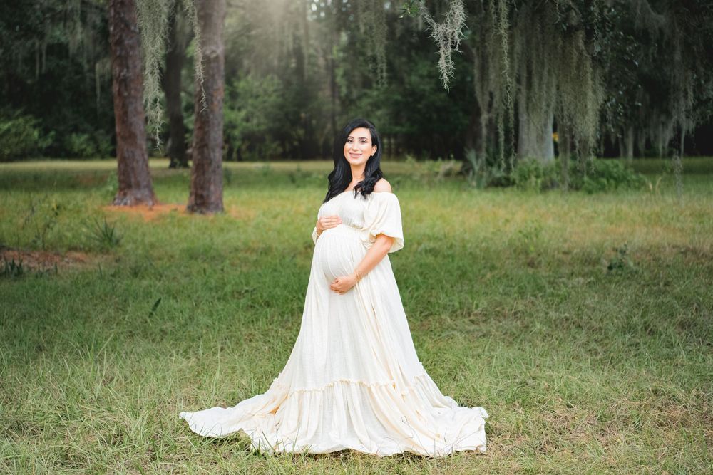 Pregnant woman in park