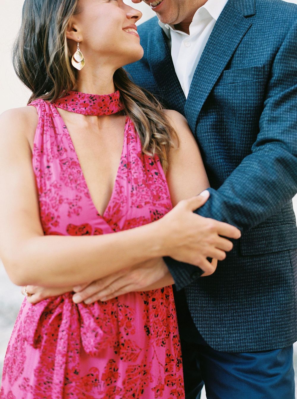 A bride and groom smiling together in Provence.