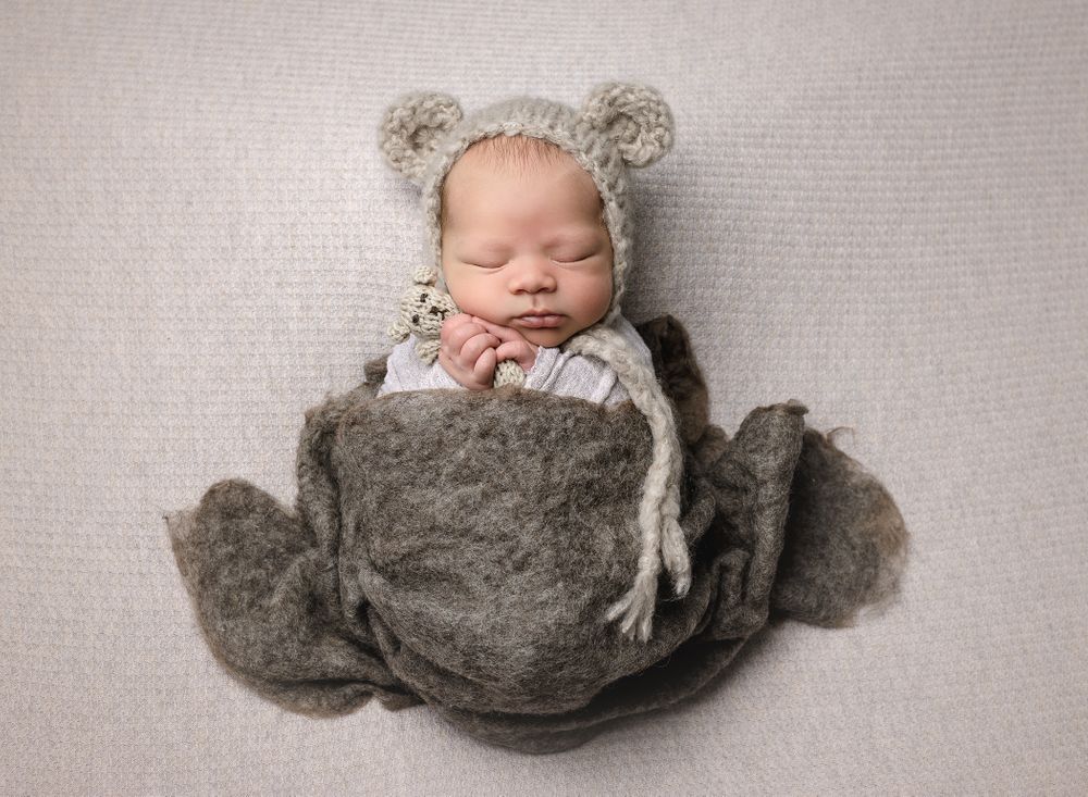 austin newborn photographer newborn boy Newborn baby bear portrait by austin newborn photography