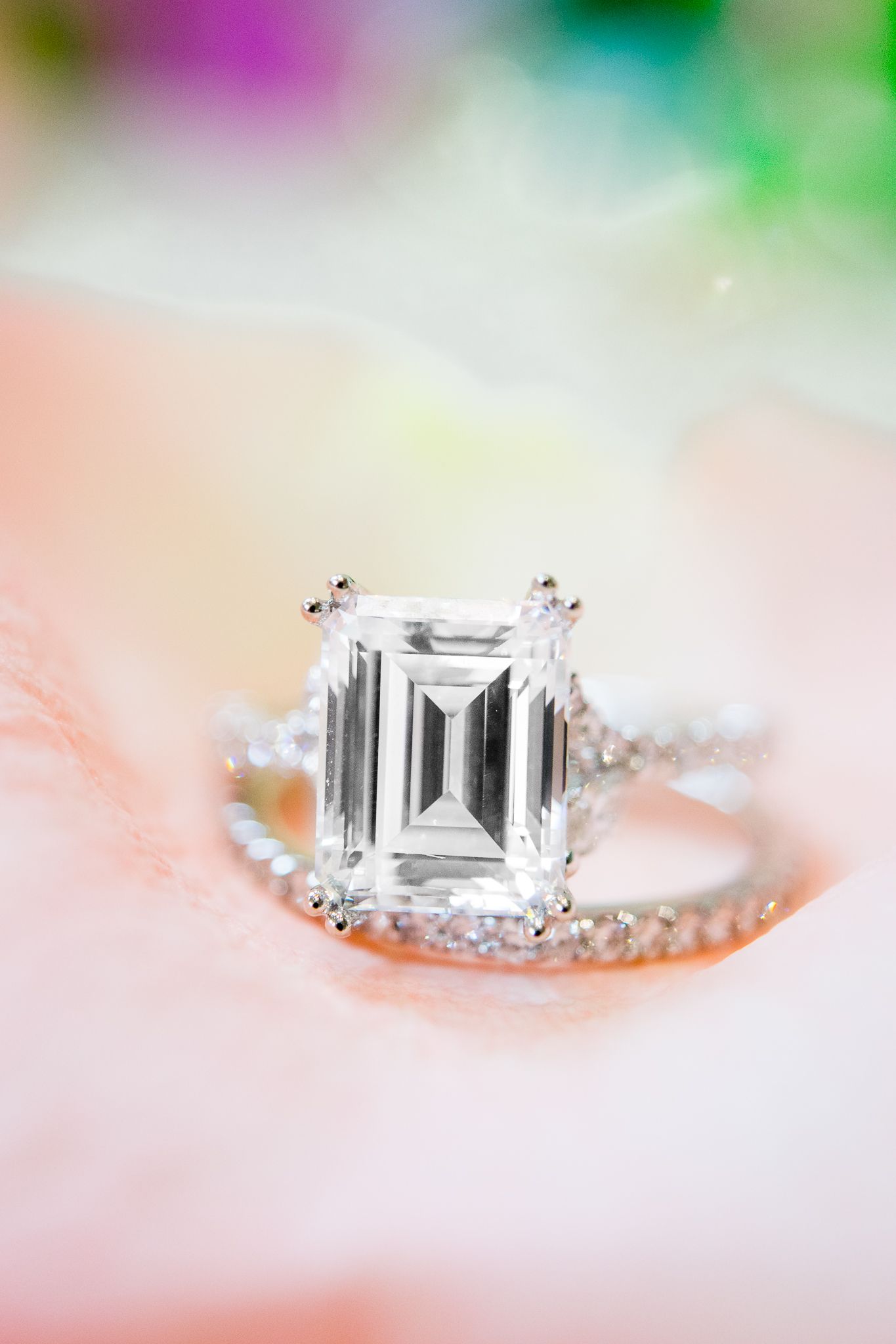 Emerald cut wedding ring, detail shot, wedding, Benison, colorful, Cincinnati OH