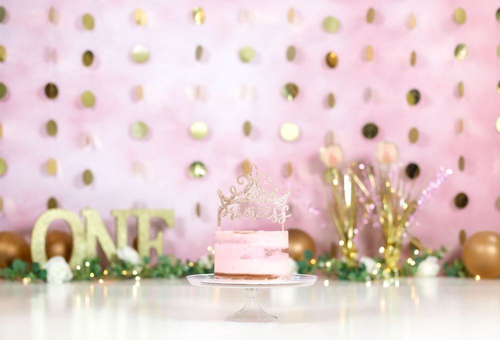 Cake Smash In Kingston, Princess Cake Smash In Studio With Pink Smash Cake