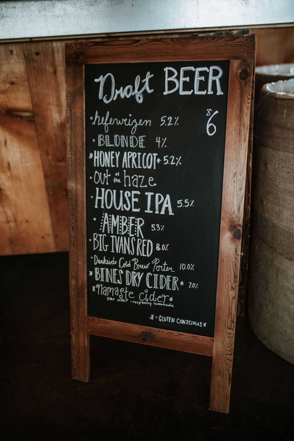 Draft beer sign for a wedding at Climbing Bines – Craft Ale & Hop Farm