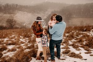winter photo with family during snow