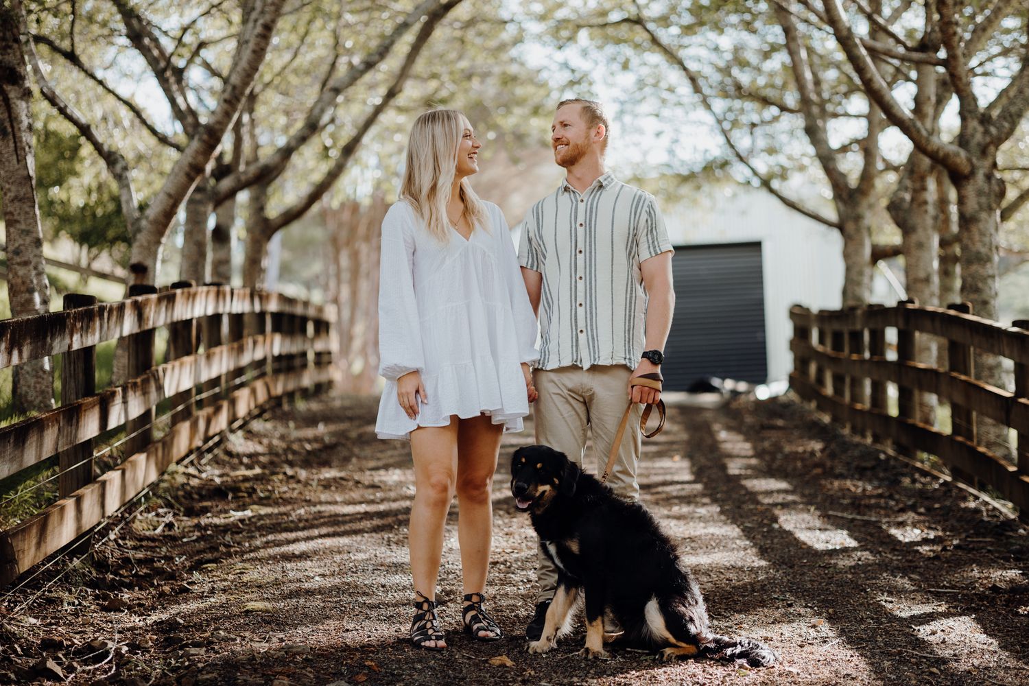 Engaged Couple with their dog for their engagement shoot with Apertured Media-Auckland Wedding Photographer