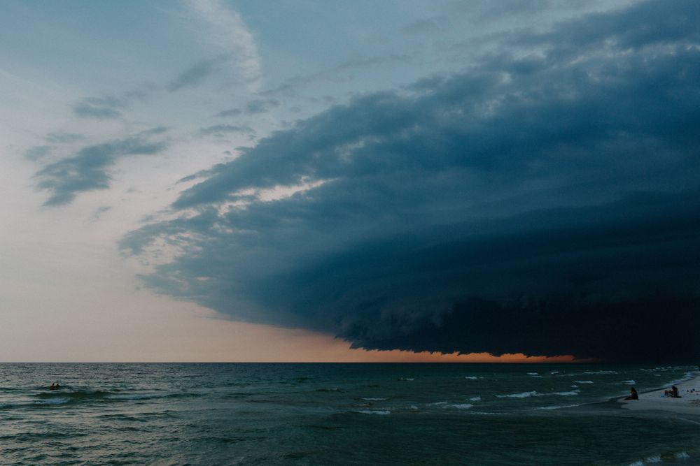 storm clouds over the Florida gulf during a beach elopement